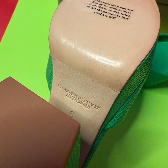 Charlotte Stone Retro Green Unique Leather Pumps, New With Tags - Picture 8 of 12